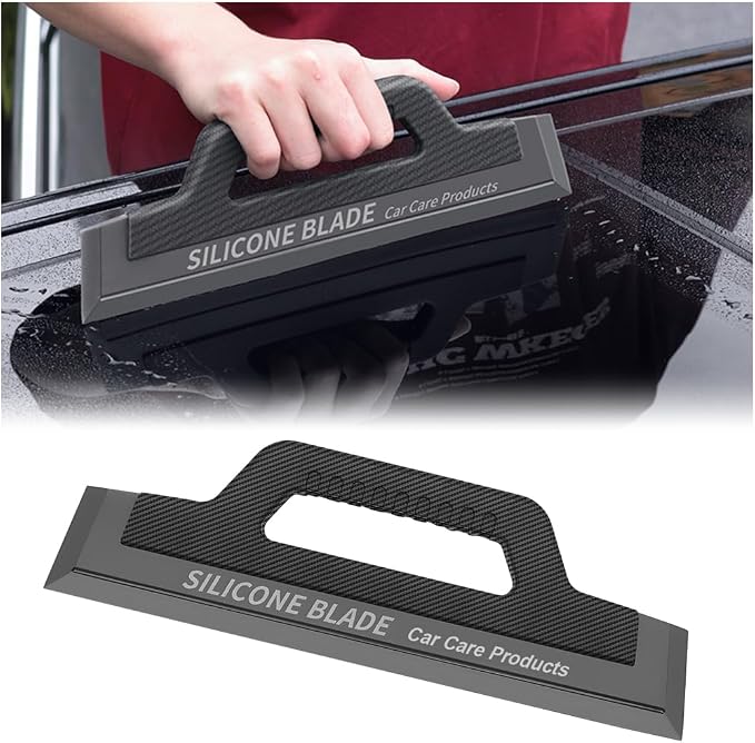 Car Window Squeegee, Soft Silicone 11.8 Inches Vehicle Cleaning Water Blade with Handle, One-Piece Auto Glass Water Wiper, Water Scraper Cleaner for Shower Doors Mirror, Drying Use