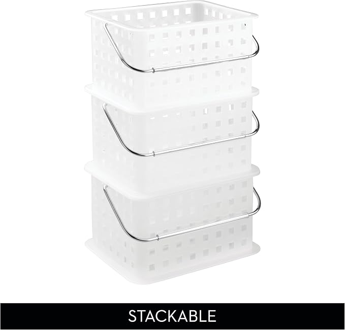 iDesign Small Shower Caddy, Clear Frost | With Handle, Portable, For Dorm or Bathroom