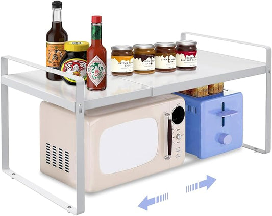 Expandable Cabinet Shelf Organizer, 14"-25" Adjustable Rack | Adjustable Width for Cabinet, 11" Wide Spice Rack, Countertop Shelf & Small Pantry Storage, Kitchen Counter Organizer