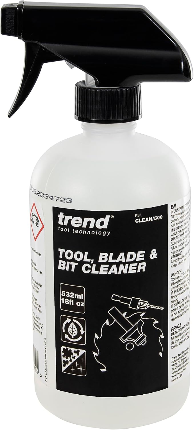 TREND Tool, Blade & Bit Cleaner, 18 fl oz, Resin, Pitch & Rust Remover, Safe Non-Toxic Formula for Workshop Tools, CLEAN/500