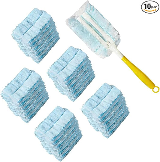Car Duster Refills, Microfiber Electrostatic Dust Removal Tool Replacement Head with Handle, Heavy Duty Auto Interior Cleaning Supplies for Electronic, Furniture, Ceiling, Blinds (50PCS)