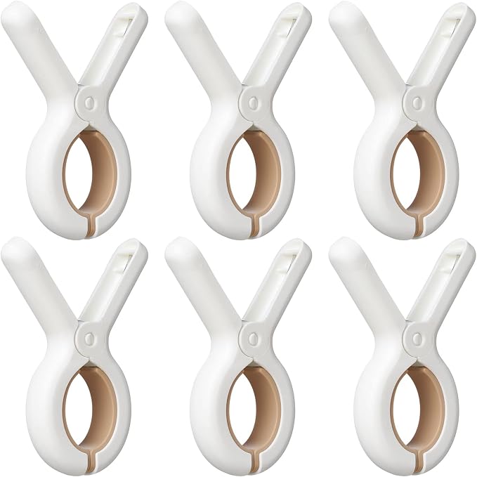 6 Pack Plastic Clothes Pins with Strong Anti-Rust Springs,Heavy Duty Beach Towel Clips,Laundry Clothespins to Keep Your Towel, Clothes, Blankets to Dry on Clothesline and Hanging Rack
