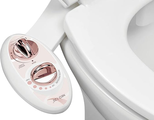 LUXE Bidet NEO 120 - Single Nozzle, Self-Cleaning, Non-Electric Bidet Attachment for Toilet Seat, Adjustable Water Pressure, Rear Wash (Rose Gold)