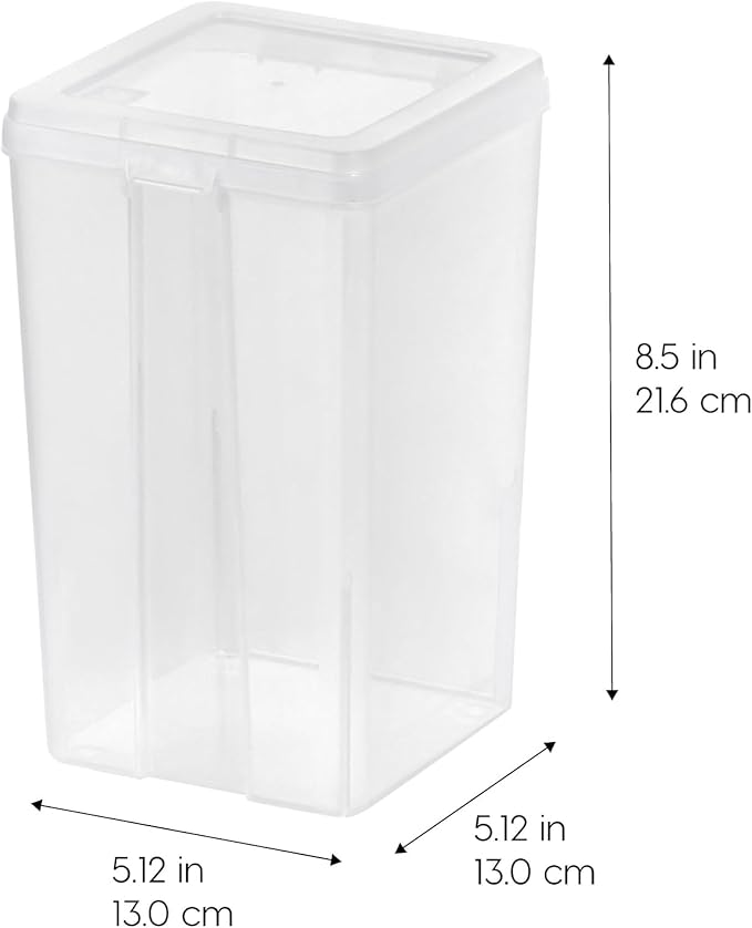 IRIS USA Vertical Plastic Flip Top Storage Containers Bins with Lids for Pantry, Home, Office, Organization, Medium, Stackable Hinged Organizer with Latches, Clear, 20 Pack