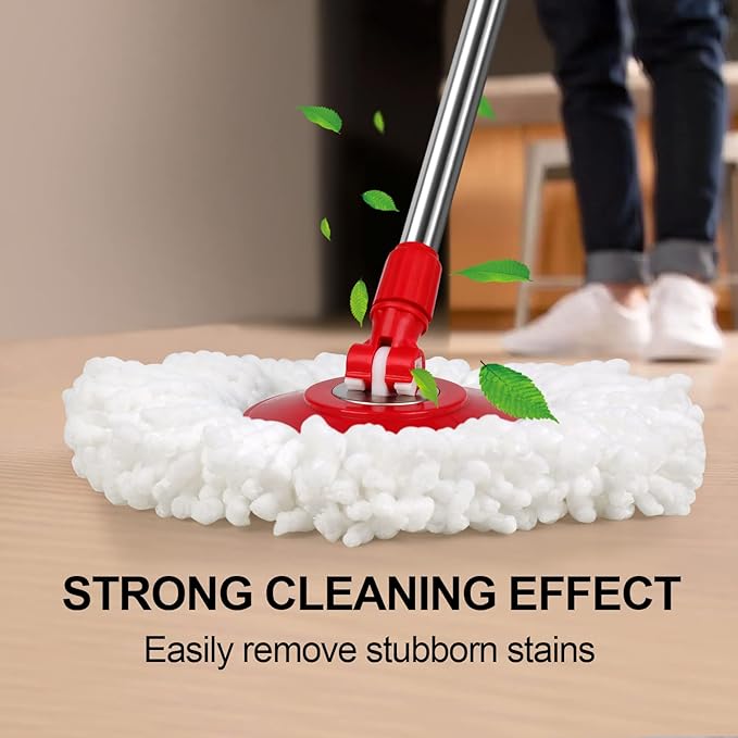 Spin Mop and Bucket Set, 360° Spin Mop and Bucket with Wringer Set and 3 Microfiber Mop Refills, Stainless Steel 61" Extended Handle Spinning Mop Bucket System for Floor Cleaning
