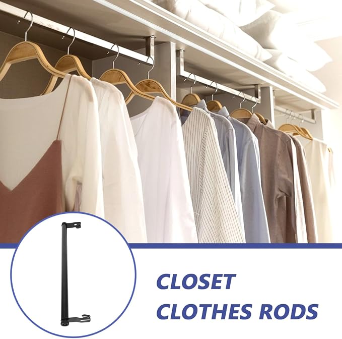 PRETYZOOM Retractable Closet Rod 16.53In Carbon Steel Hanging Bar for Wire Shelving Heavy Duty Clothes Drying Rack with Wire Shelf No-Drill Indoor Laundry Organizer for Wardrobe