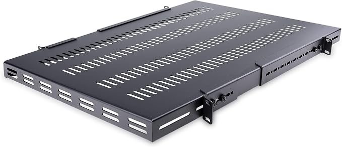 StarTech.com 1U 4-Post Adjustable Vented Server Rack Mount Shelf - 330lbs(150 kg) - 19.5 to 38in Adjustable Mounting Depth Universal Tray 19" AV/ Network Equipment Rack - 27.5in Deep (ADJSHELFHDV) | 19.5-38in adjustable mounting depth, 27.5in deep univ...