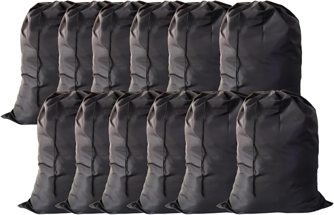 Extra Large Laundry Bag 30"x40" – 12 Pack Drawstring Bags for Family, College, Dorm & Apartment – Heavy Duty Reusable Storage Set – YETHAN
