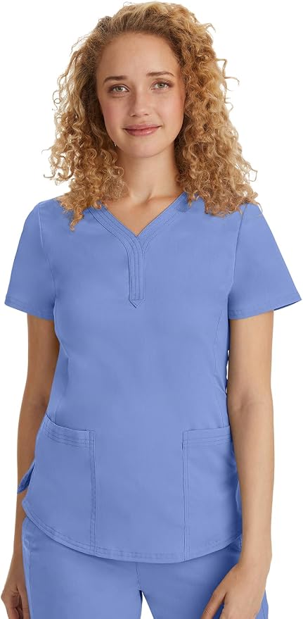 Healing Hands Purple Label Jane Scrub Top for Women Y-Neck Design | 2 Patch Pockets, Slim Fit Side Vents, Fitted Shirttail Silhouette, Breathable Comfort, Easy Care Fabric, Made for Every Shift