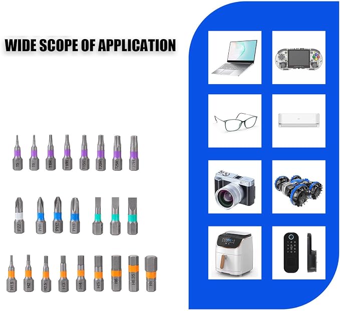 24 in 1 Magnetic Ratchet Screwdriver Set with Detachable T-Handle | S2 Steel Bits, Portable Compact Case, DIY Combination Flexible Shaft for Electronics, Appliances, Furniture, Home Repair