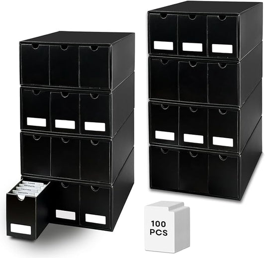 Fageverld Trading Card Storage Box with 100 Dividers, Cardboard Collectors Cards Organizer Box for MTG Baseball Sports Collection (Black- 24 drawer)