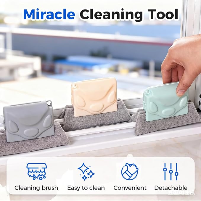 Magic Window Track Cleaner, 2026 New Window Track Cleaner Brush, Windows Cleaning Brush, Multi-Functional Cleaning Tools for Sliding Door, Sill, Tile Lines (Multicolor 3Pcs)