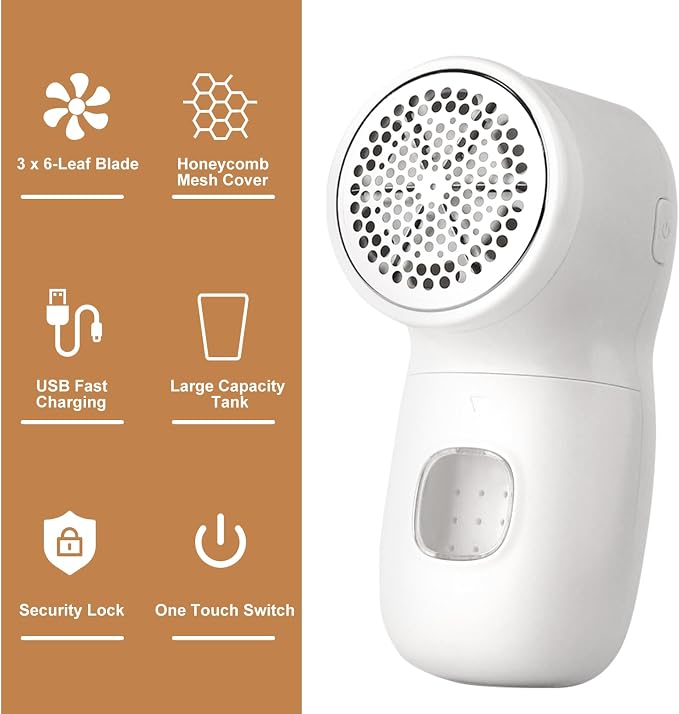 Rechargeable Fabric Shaver Lint Remover, 2 Blades Defuzzer for Clothes Couch Furniture Blankets