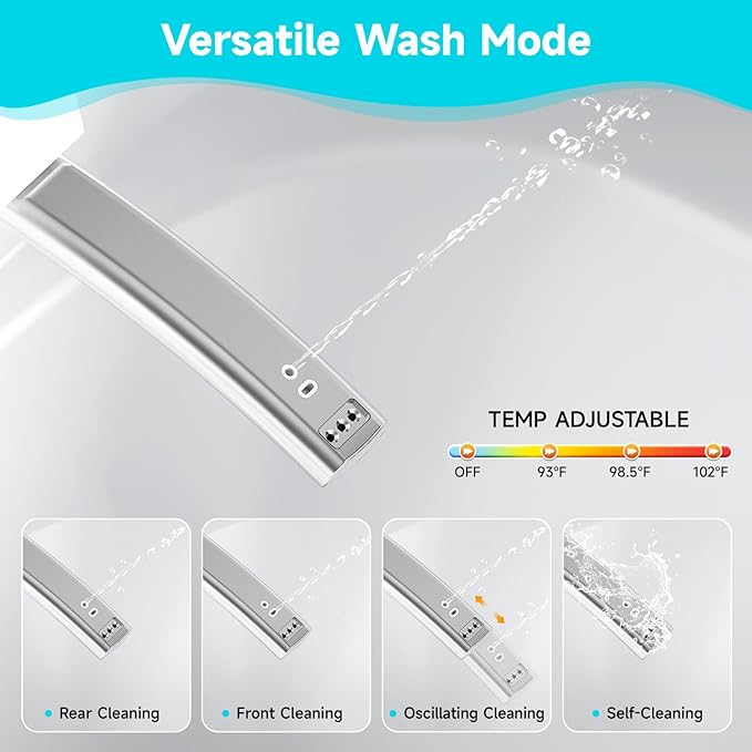 Smart Toilet with Tank Built in, Elongated Bidet Toilet with 1000g MAP Powerful Flush, ADA Comfort Height, Auto Open/Close Lid, UV-C Light, Foam Shield, Heated Seat, Warm Water, Dryer