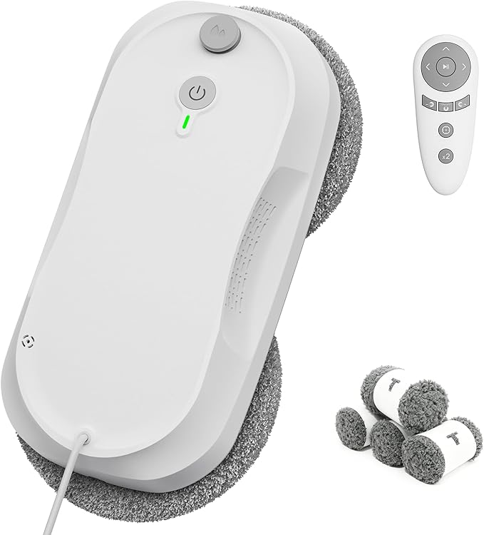 KKI Window Cleaning Robot,Upgraded Window Cleaner Robot, Auto-Dual Spray, Max 3200pa,3 Cleaning Modes & Edge Detection, Remote Control for High-Rise Windows, Glass Door,5Sets Cloths | Automatic,Dual Ultrasonic Spray, Max 3200pa, 3 Cleaning Modes & Edge...