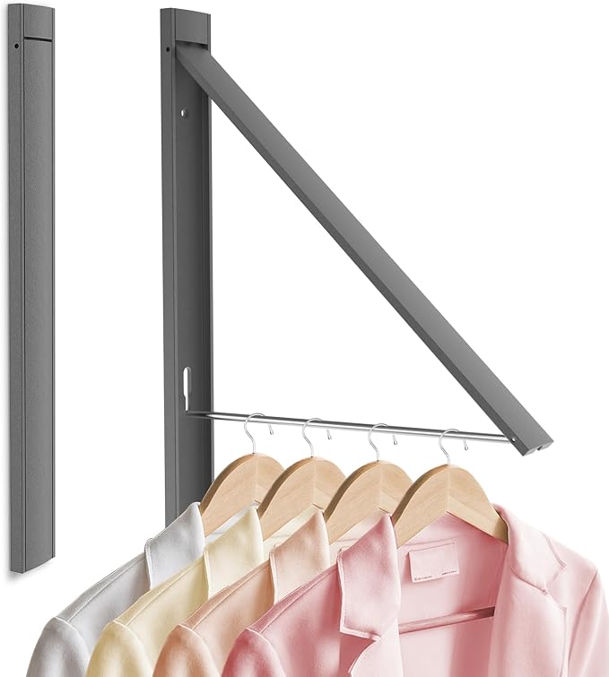 Clothes Drying Rack Folding Indoor,Laundry Room Organization,Wall Mounted Drying Racks for Laundry,Laundry Drying Rack Collapsible,Laundry Drying Rack,Retractable Clothesline (Gunmetal Gray)