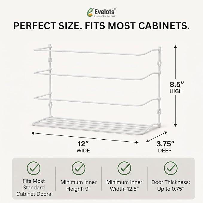 Evelots Kitchen Wrap & Food Bag Organizer Basket, Wall or Cabinet Door Mount, 1-Pack - White