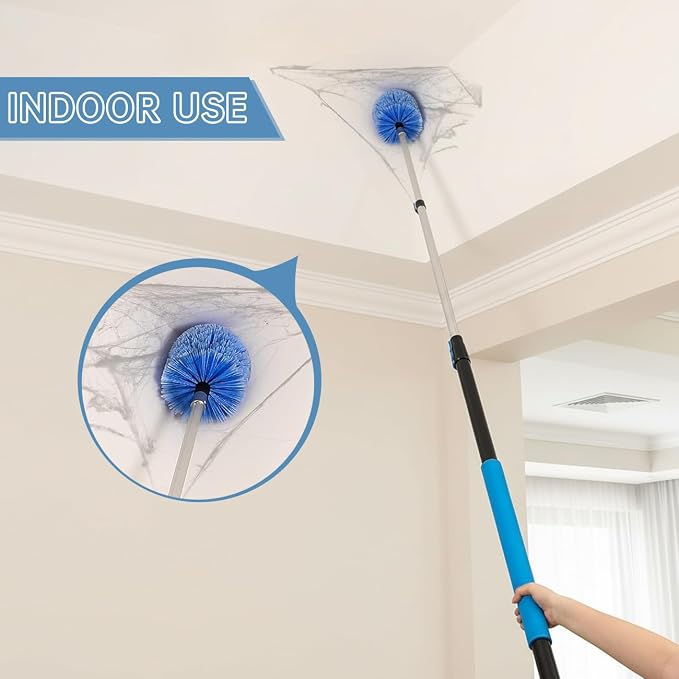 MAYKI Twist-On Cobweb Duster Head Brush 1Pcs, Fits Standard 3/4 inch Threaded Poles, Attachment Spider Web Duster Brush for Outdoor & Indoor Cleaning