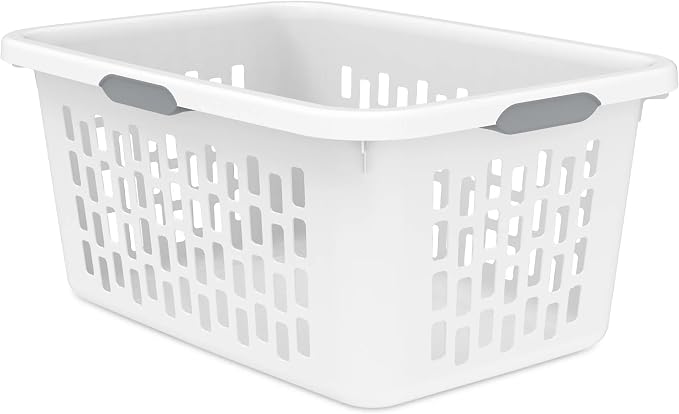 2-Bushel Plastic Laundry Hamper with 4 Ergonomic Handles – BPA-Free, Spacious Design for Household Use, White