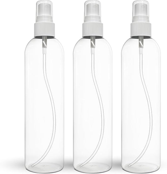 BRIGHTFROM Fine Mist Spray Bottles 8 oz, Empty Refillable Containers - Essential Oils, Disinfectant Spray, Water - Pack of 3