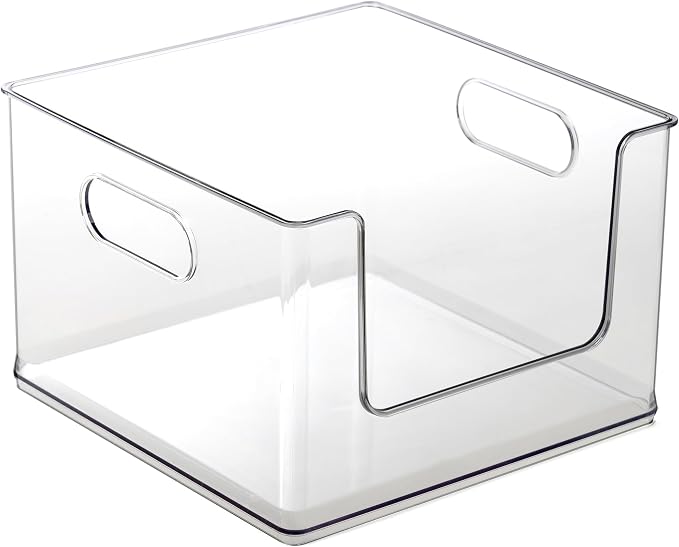 BINO | Stackable Plastic Storage Bins, Open-Front - Clear | THE CLARUS COLLECTION | Pantry Organizers and Storage Containers | Fridge Organizer Bins | Kitchen Cabinet Organizer | Medicine Cabinet Bin