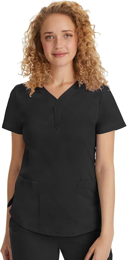 Healing Hands Purple Label Jane Scrub Top for Women Y-Neck Design | 2 Patch Pockets, Slim Fit Side Vents, Fitted Shirttail Silhouette, Breathable Comfort, Easy Care Fabric, Made for Every Shift