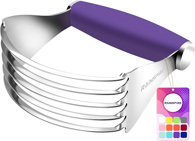 Rainspire XL Pastry Cutter For Baking, Heavy Duty Pastry Blender Stainless Steel, Thick Sharp Blades Dough Blender, Dough Cutter Butter Cutter Pastry for Easy Mixing, Dishwasher Safe, Purple