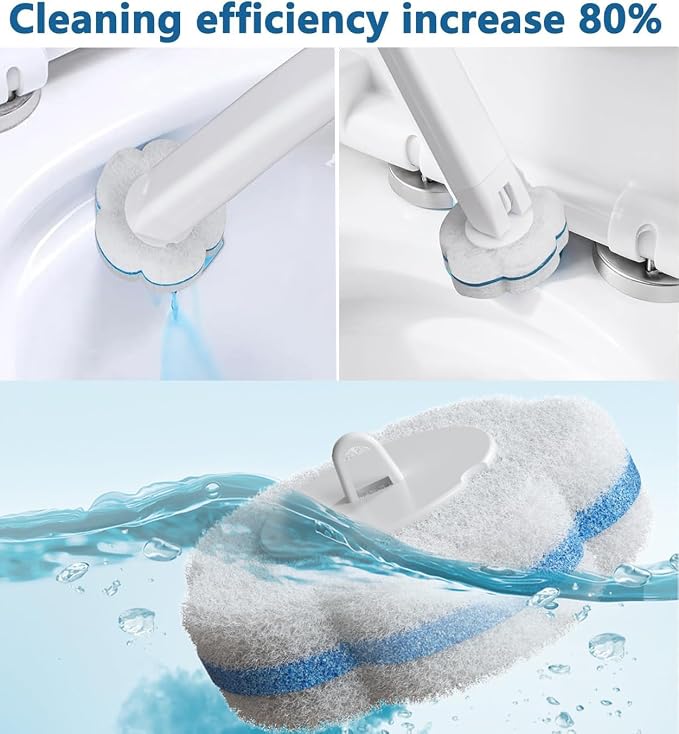 48 Count Refill Heads Disposable Toilet Brush Kit with Holder,Deep Cleaning Wand for Rim,Corner & Pipe,Wall Mount Storage Caddy,Limescale & Rust Remover