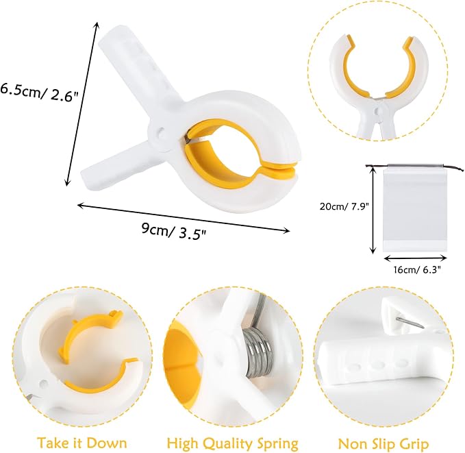 6pcs Towel Clips for Sun Loungers Large Beach Towel Clips Strong Grip Clothes Pegs Non-Slip Towel Pegs for Sun Lounger, Washing Line, Laundry, Pool Chairs, Sunbeds, with Drawstring Organizer