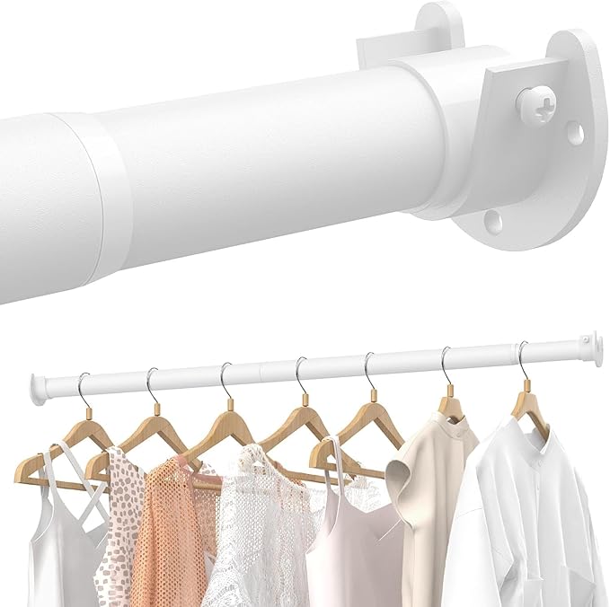 Supforce 3 PACK Closet Rods for Hanging Clothes, 17 to 54 Inches Stepless Adjustable Metal Closet Rod, 1.3 Inches Heavy Duty Clothes Hanging Rod for Closet Wardrobes Laundry RV, White