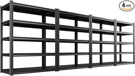 4-Pack Heavy Duty Garage Shelving for Large Storage & Garage Organization, 71"H x 46"W x 20"D Adjustable 5-Tier All Metal Storage Shelf for Tools, Storage Bins, Bulk Items, Warehouse & Workshop