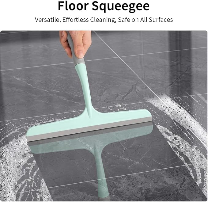 Silicone Squeegee for Shower,Window,and Mirror-Flexible Household Cleaning Tool for Glass,Tiles,and Countertops (Green)