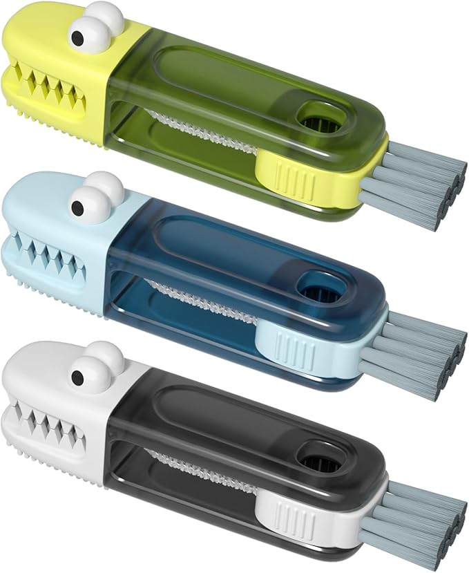 3 in 1 Cup Lid Gap Cleaning Brush Set, Multifunctional Bottle Cleaning Brush, Silicone Cup Lid Gap Cleaner, Home Kitchen Crevice Cleaning Tools (Multicolored-3PCS)