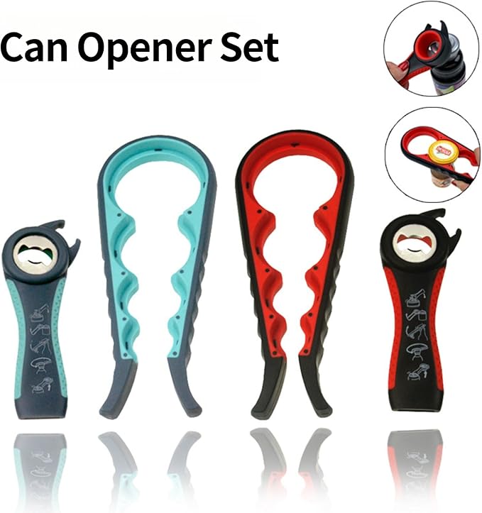 Multi-Grip Jar Opener and Bottle Opener Tool, Ergonomic Design with Non-Slip Handles, (blue-green)