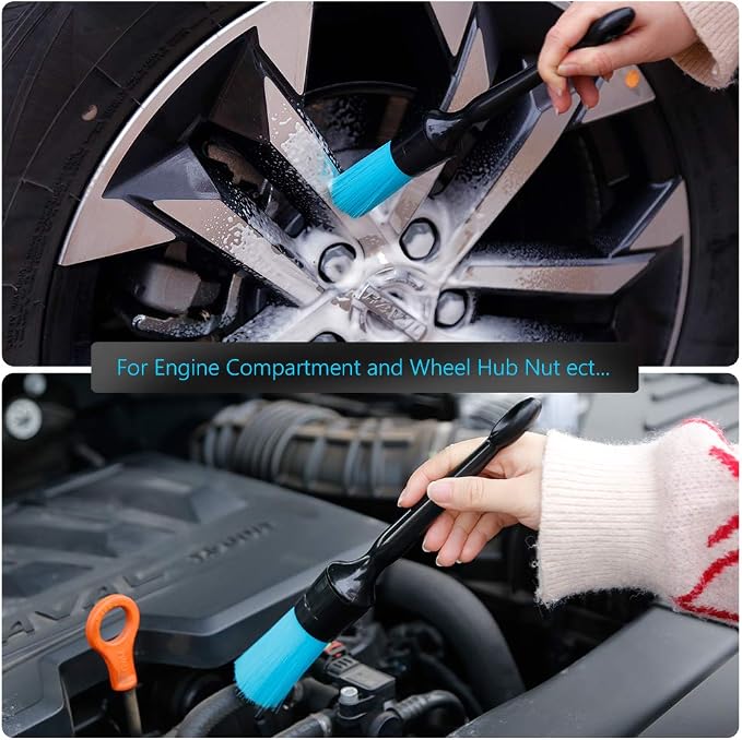 AntBooBoo 3 Pack Ultra-Soft Detailing Brush Set, Comfortable Grip and Scratch-Free Cleaning for Exterior, Interior Panels, Emblems, Badges, Gauge Cluster, Infotainment Screen