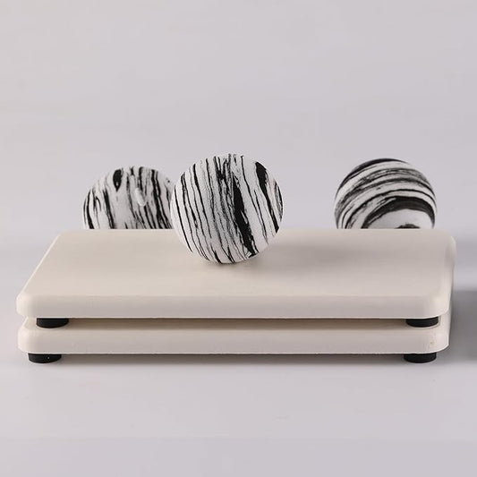 NiuYichee 2 Pcs Water Absorbing Stone Trays, Kitchen/Bathroom Sink Soap Dish, Diatomite Tray Used for Hand Soap & Cosmetic Bottles in The Modern Home, 3.15" W x 6.3" L, White