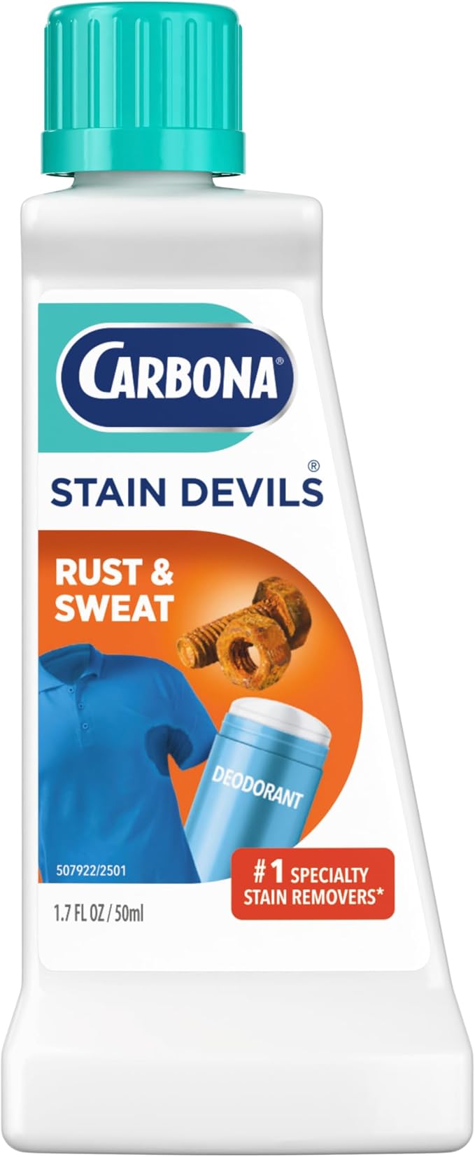 Carbona Stain Devils #9 (1.7 Fl Oz), Targeted Spot Cleaner for Rust & Perspiration Stains, Safe on Skin & Washable Fabrics