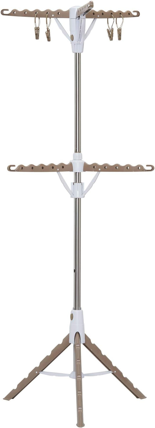 Household Essentials 2 Tier Tripod Clothes Drying Rack, Air Dryer and Garment Rack, Use to Dry Laundry or Hang Clothes, Portable and Compact, Tan