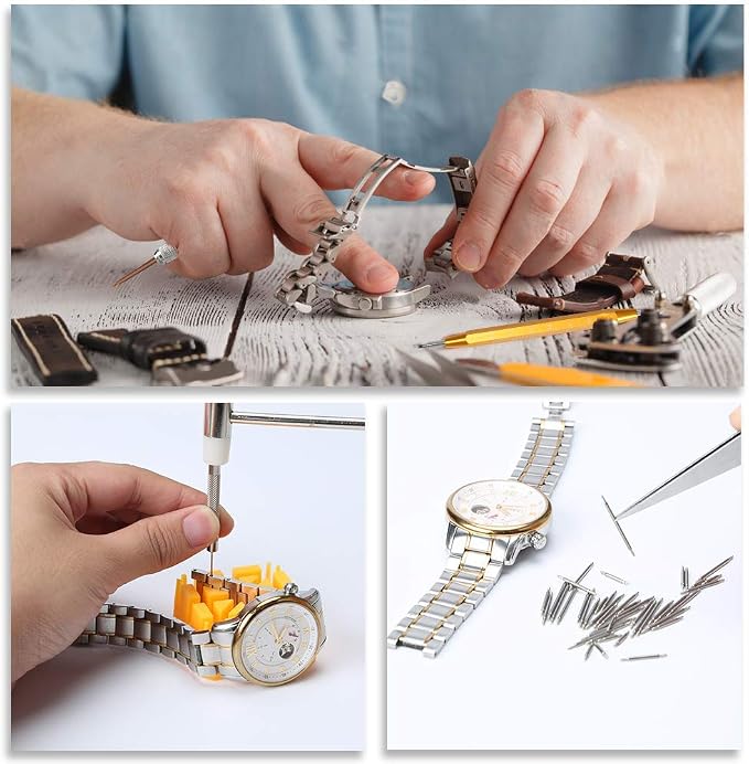 Kingsdun Watch Repair Kit, Professional Watch Battery Replacement Tool Watchband Link & Back Remover Spring Bar Tool Kit with Carrying Case & Instruction Manual