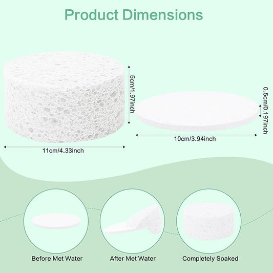 3-Pack Large Sponge, Kitchen Sponges, Handy Sponges, Cellulose Sponges, Dish Washing Sponge, Natural Sponge, Car Washing Sponge, Eco Friendly Sponge (Round, 4" X 4" X 2"), White