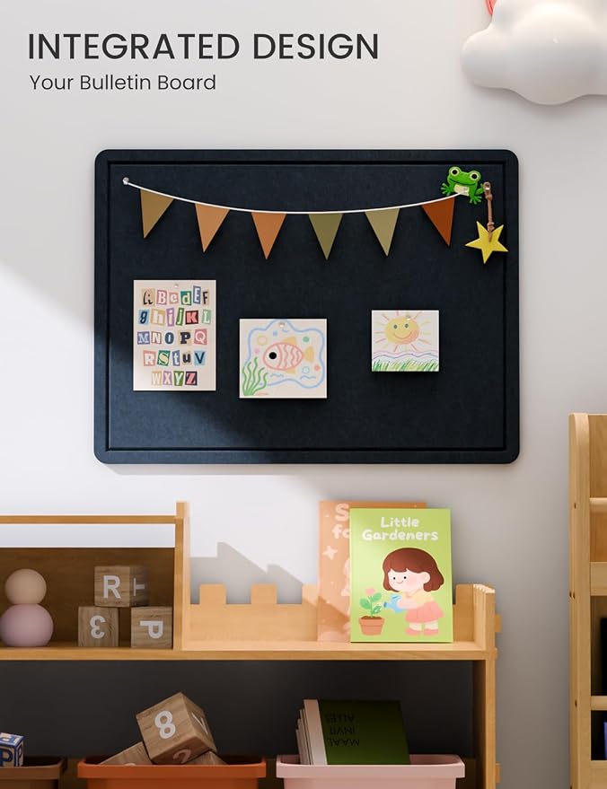 Fluxynara 23.6" x 17.1" Bulletin Board, Carbon Blue | Cork Board Alternative with 12 Removable Adhesive Tabs, Foldable Felt Pin Board for Home, Office, Classroom & Dorm