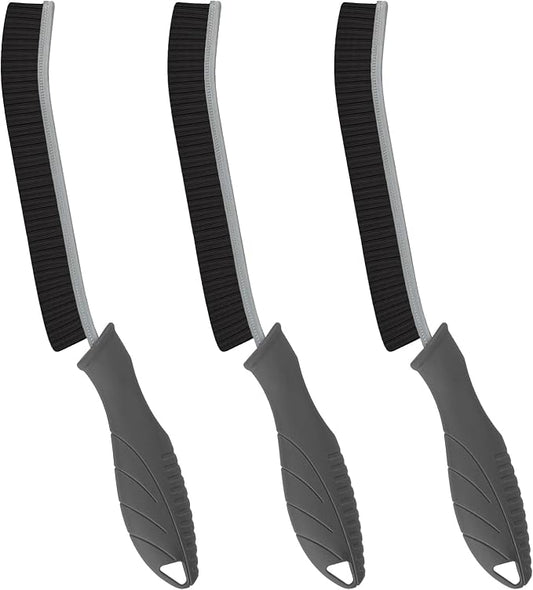 FOOGWEE Hard Bristle Crevice Cleaning Brush - Cleaning Supplies - Household Crevice Cleaning Tools - Multi-Purpose Crevice Brushes for Kitchen, Toilet, Window, Vehicle, Faucets, Grout (3, Grey)