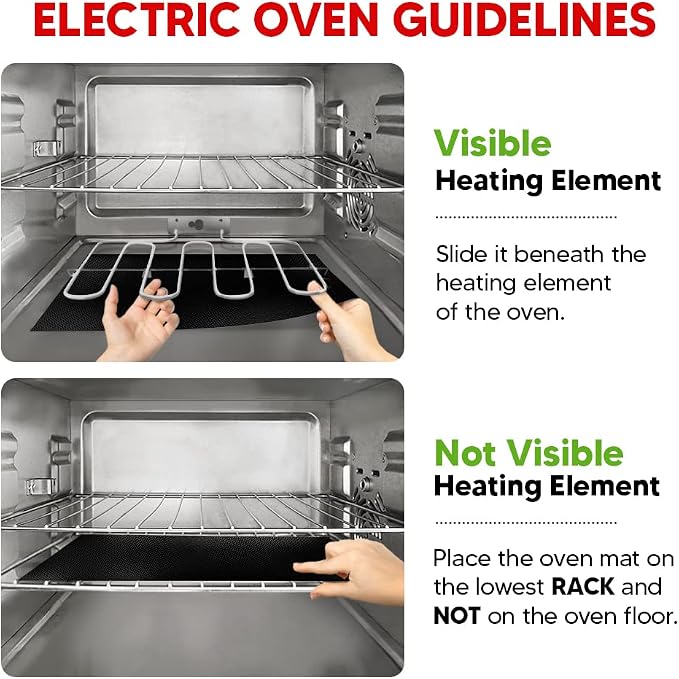 Oven Liners for Bottom of Oven - Thick Heavy Duty 17” x 25” 2 Pack Non-Stick Reusable Mats - BPA & PFOA Free Protector for Electric, Gas, Microwave & BBQ Grill Liner - Easy Clean & Heat Resistant