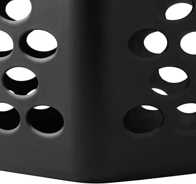Flex Square Laundry Hamper, 2 Bushel Black Clothes Basket | Large capacity square design, built-in ventilation holes, equipped with sturdy dual carry handles for laundry storage