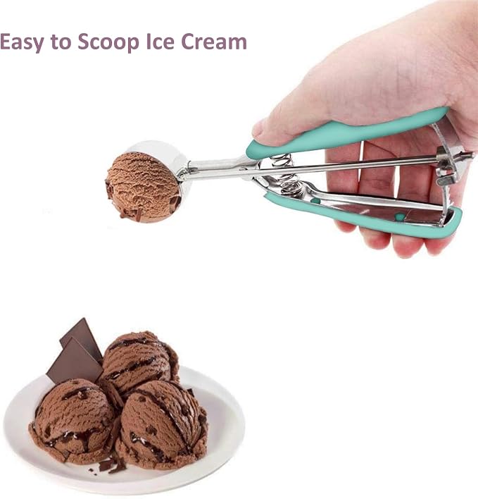 Ice Cream Scoop, 18/8 Stainless Steel Cookie Scoop, Cookie Scoops for Baking, 2.5Tbsp/42ml/1.4 oz Cookie Dough Scoop, Ice Cream Scooper with Trigger Release, Cookie Scooper for Baking(Mint Green)