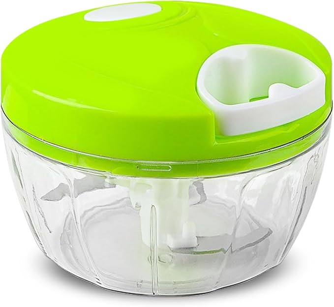 Manual Garlic Chopper Mincer,Food Processor Vegetable Chopper, Portable Hand Pull String Garlic Mincer Onion Cutter for Veggies, Fruits, Nuts, Herbs (green)