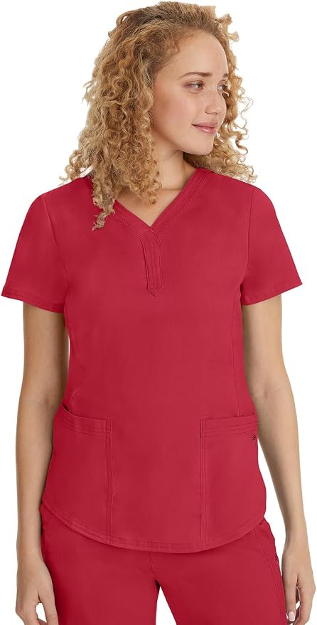 Healing Hands Purple Label Jane Scrub Top for Women Y-Neck Design | 2 Patch Pockets, Slim Fit Side Vents, Fitted Shirttail Silhouette, Breathable Comfort, Easy Care Fabric, Made for Every Shift