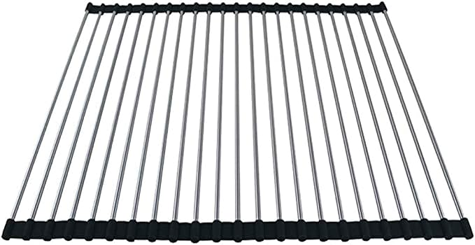 Ahyuan Roll up Dish Drying Rack Over The Sink Kitchen Roll up Sink Drying Rack Portable Dish Drainer Foldable Dish Drying Rack (Black, 20.5''X16.9'')
