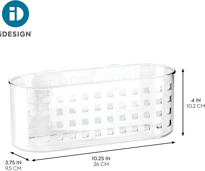 iDesign Hanging Suction Shower Caddy Basket, Clear | Bathroom Storage, Made in USA
