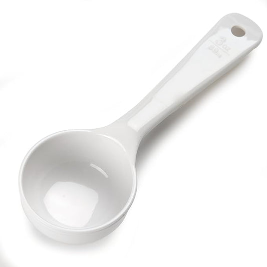 Carlisle FoodService Products Measure Miser Solid Measuring Spoon with Short Handle, 3 Ounces, White, 1 Count (Pack of 1)